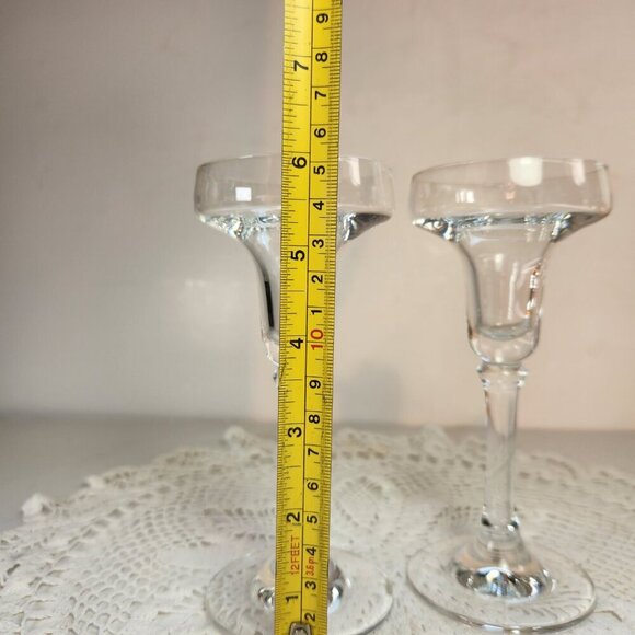 Vintage Candle Holders Germany Clear Glass Pair (2) In Box Sophienthal Amberg - Picture 8 of 8